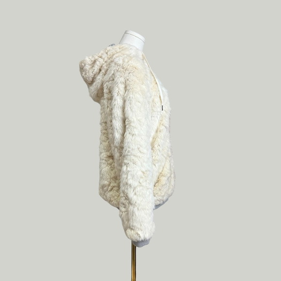 ZARA Faux Fur Cream Jacket, Cozy Teddy Zip-Up, Sz S - Picture 3 of 16